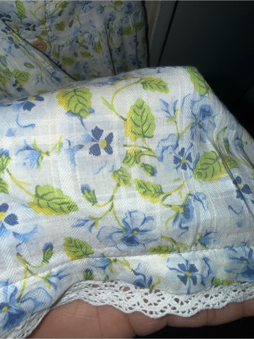 Joie White Dress with Blue Floral and Green Leaf Print - Picture 4 of 4